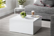 Vierkante tafel blok model 50x50 cm hoogglans wit