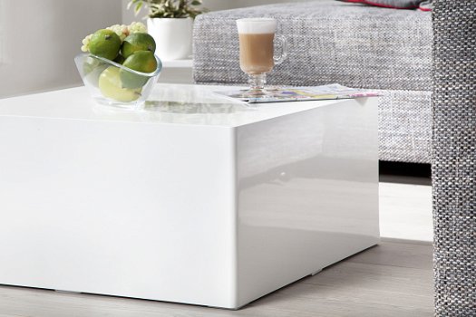Vierkante tafel blok model 50x50 cm hoogglans wit - 2