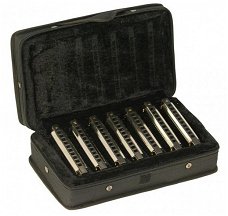 Set van 7 blues harmonica in luxe koffer