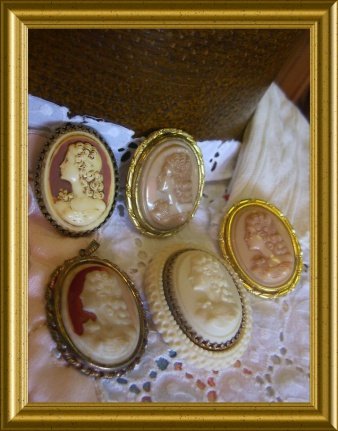 Oude broche : glas camee - Afbeelding 3