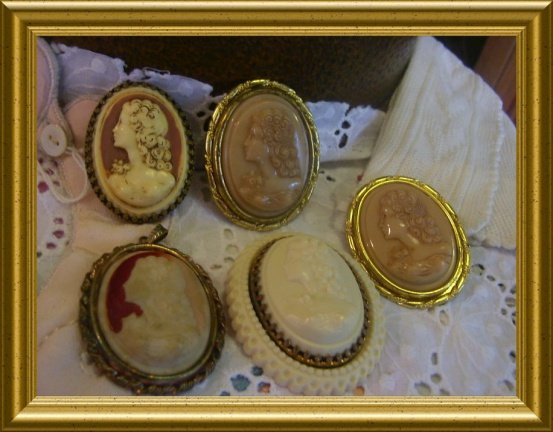 Oude broche : glas camee - Afbeelding 4