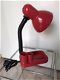 Vintage buro lamp rood met pennenbakje (seventies) flexibele buigbare hals. - 1 - Thumbnail