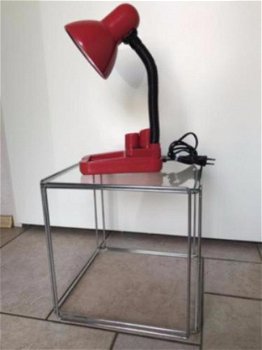 Vintage buro lamp rood met pennenbakje (seventies) flexibele buigbare hals. - 3