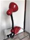 Vintage buro lamp rood met pennenbakje (seventies) flexibele buigbare hals. - 6 - Thumbnail