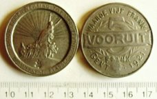 Belgie Grote munt van 5 frank 1921 Gent