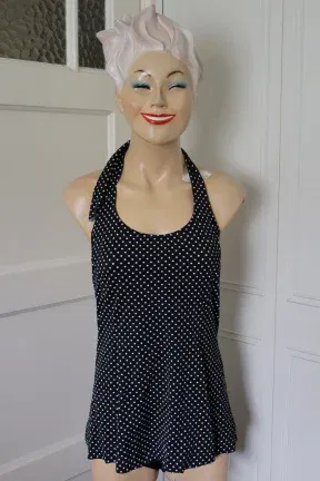 Badpak zwart Polka Dots - maat L - nr. 1