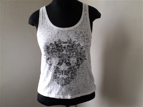 Mooi grijze tanktop met doodskop ESMARA mt S - 6