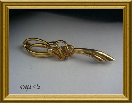 Mooie oude doublé broche // vintage double, goldplated brooch - 1