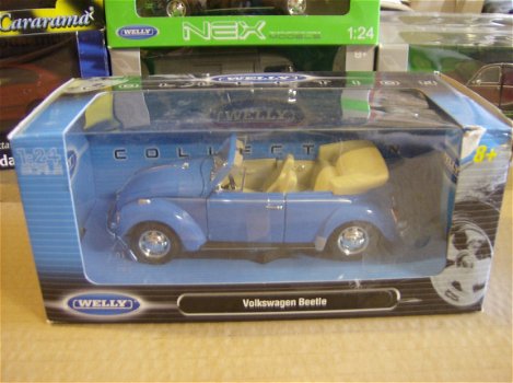1:24 Welly VW Volkswage Kever cabrio blauw - 1