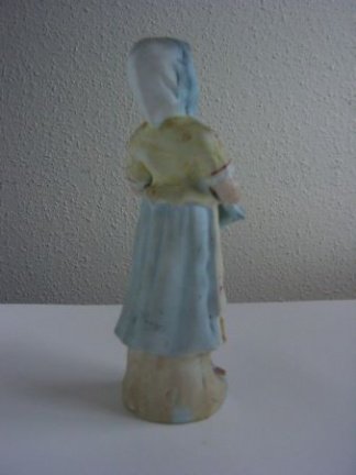 Oud biscuit porseleinen beeldje : vrouw met bril // bisque porcelain figurine : woman with glasses - Afbeelding 3
