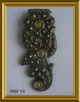 Oude klem : bloem, steentjes // vintage clip, flowers - 3