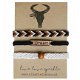 Katoenen Ibiza armbanden bruin creme goud - 3-delige set - 1 - Thumbnail