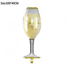 Folie ballonnen XL champagne glas cheers 100x40cm