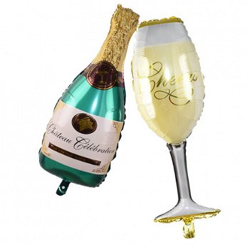 Folie ballonnen XL champagne glas cheers 100x40cm - 5