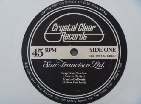 San Francisco Ltd - jazzLP 1976 - wit vinyl EP 45rpm - 12