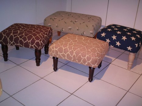 Footstool 41x62cm - UNI linnen - 550 grijs/wit - NIEUW !! - 4