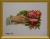 Antiek poezieplaatje : hand met bloemen, think of me // victorian scrap, hand with flowers - 1 - Thumbnail