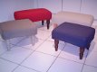 Footstool 42x42cm - rood linnen - wit/grijs 702 - NIEUW !! - 2 - Thumbnail