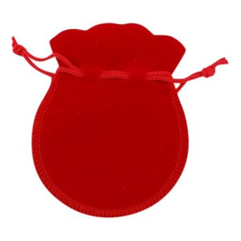 1 x Luxe rood zakje velours met koordje 9 x 7 cm - 1