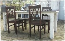 Brocante houten (nieuwe) stoelen (set 4 st.)
