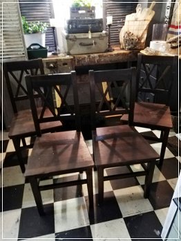 Brocante houten (nieuwe) stoelen (set 4 st.) - 4
