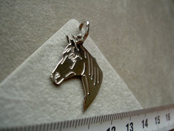 Zilveren paard hanger 24 mm (graveerbaar) - Afbeelding 2