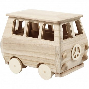 Houten mini Truck 22x11cm - 1 stuk hobby - 4