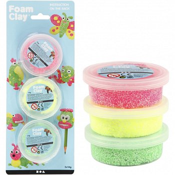 Klei pakketje foam clay roze paars - 3 x 14gr - 3