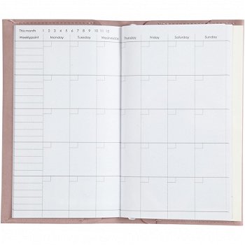 Planner 10x18x1,5 cm roze Bulletjournal notitieboek - 2