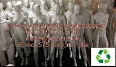 BIO PRODUCT ETALAGEPOPPEN PASPOPPEN ETALAGEFIGUREN RECYCLE !!!