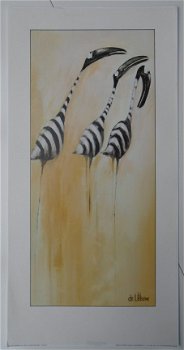 POSTER ZEBRA BIRDS 1 60 x 30 cm NIEUW - 1