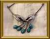 Oude zilveren ketting met turkoois, blauwe steentjes // turquoise necklace - 8 - Thumbnail