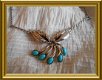 Oude zilveren ketting met turkoois, blauwe steentjes // turquoise necklace - 6 - Thumbnail