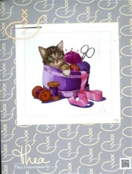 THEA GOUVENEUR BORDUURPAKKET SEWING BASKET KITTEN 736 - 1