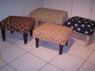 Footstool 42x42 - rood linnen - blank gelakt 550 - NIEUW !! - 4 - Thumbnail