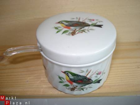 Suikerpot met handdecorated vogels Avifauna 1984 porselein - 1