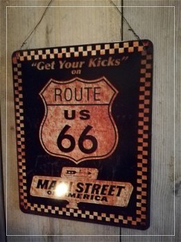 Blikken tekstbord Route US 66 - 1
