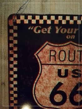 Blikken tekstbord Route US 66 - 2