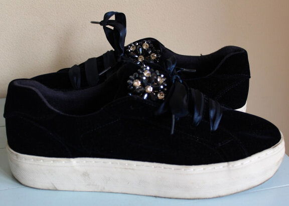 Sneakers Velours donkerblauw met strass item - Afbeelding 3