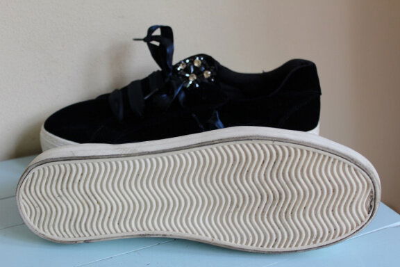 Sneakers Velours donkerblauw met strass item - Afbeelding 4