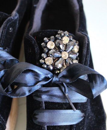 Sneakers Velours donkerblauw met strass item - Afbeelding 5