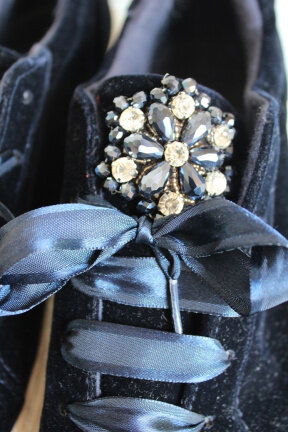 Sneakers Velours donkerblauw met strass item - Afbeelding 6