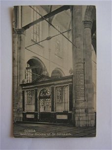 Oude kaart ; Gouda : interieur St. Janskerk