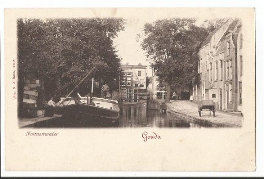 Oude ansichtkaart Gouda; Nonnenwater - 1