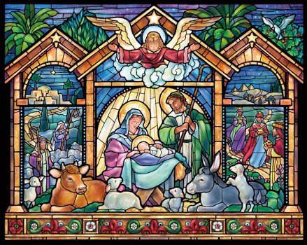 Vermont - Stained Glass Nativity - 1000 Stukjes Nieuw - 1