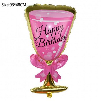 Folie ballonnen XL glas happy birthday 95x50cm verjaardag - 1