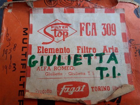 Alfa Romeo Giulietta (T.I). (58-63) Luchtfilter FCA 309 Stop Multifilter NOS - 6