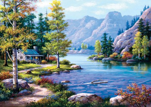 Art Puzzle - Lakeside Lodge - 2000 Stukjes Nieuw - 1