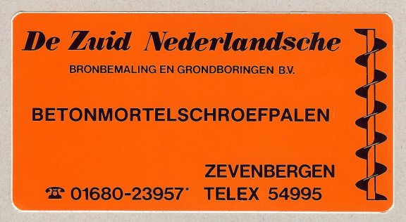 Sticker van De Zuid Nederlandsche uit Zevenbergen - 1