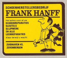 Sticker van schoenhersteller Frank Hanff uit Zevenbergen